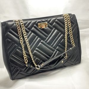 Michael Kors Peyton Large Black Leather Quilted Tote Bag